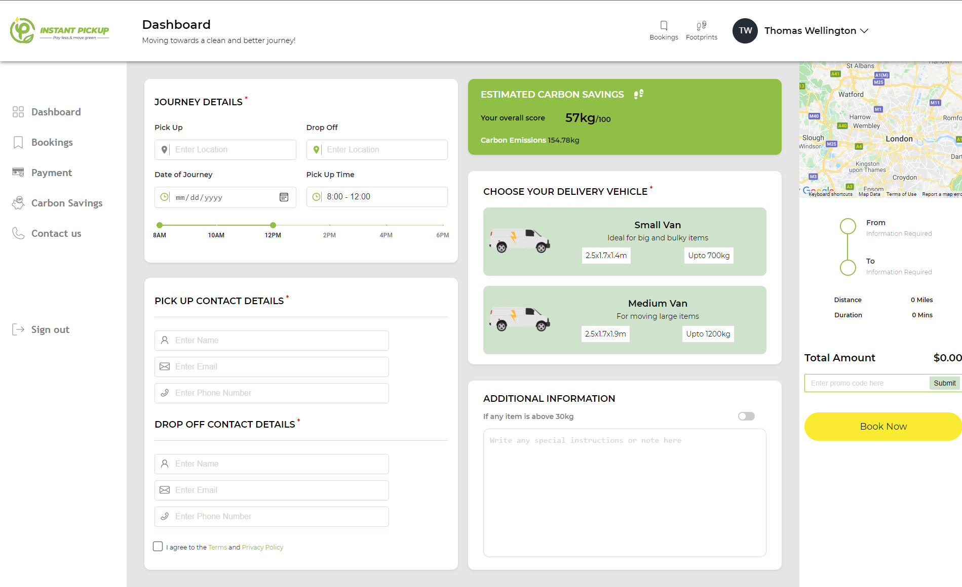 Instant Pickup Dashboard